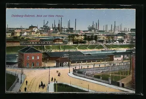 AK Duisburg-Ruhrort, Blick auf Hütte Phönix