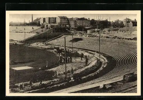 AK Berlin, von FDJlern zum Deutschlandtreffen erbautes Stadion Mitte, Teilansicht