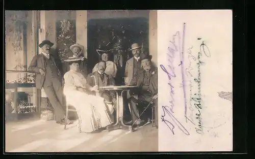 Foto-AK Bürgermeister Carl Lueger in Gesellschaft, original Autograph