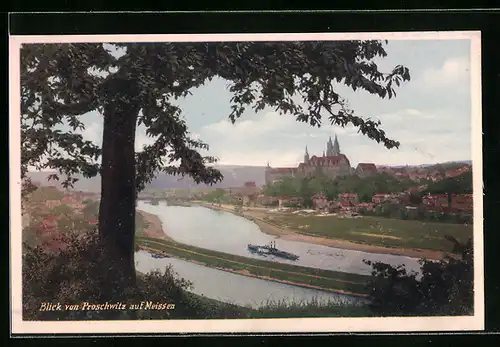 AK Meissen, Blick von Proschwitz nach Meissen