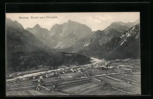 AK Kronau, Razor und Prisojnik aus der Vogelschau