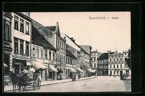 AK Sommerfeld, Markt mit Geschäften