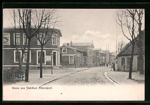 AK Albersdorf, Strassenpartie mit Gebäude der Bäckerei