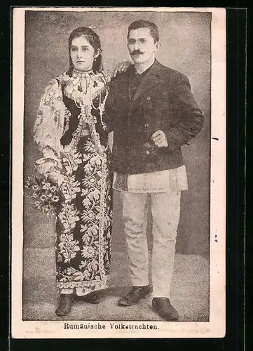 AK Rumänisches Paar in Volkstracht