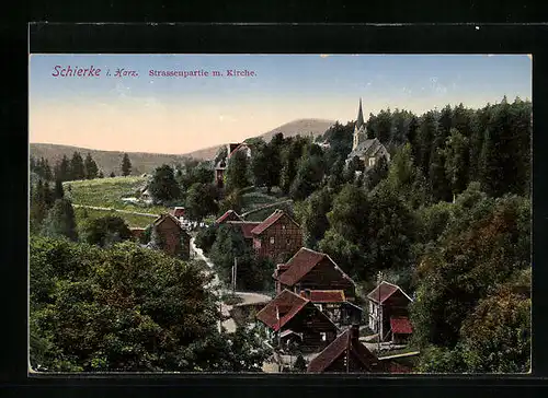 AK Schierke / Harz, Teilansicht mit Kirche