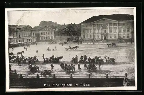 AK Mitau, Der Marktplatz mit Hotel Kurland