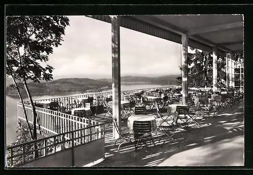 AK Fürigen, Blick von der Hotelterrasse auf den Vierwaldstättersee