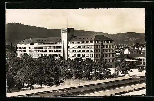 AK Zürich, Hauptpost aus der Vogelschau