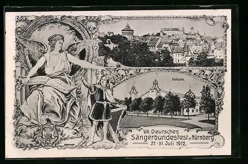 Künstler-AK Nürnberg, VIII. Deutsches Sängerbundesfest 1912, Festhalle