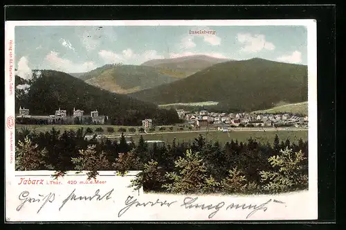 AK Tabarz i. Thür., Blick auf den Ort und den Inselsberg