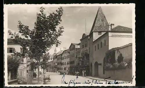 AK Brixen, Hotel Sole und Strassenansicht