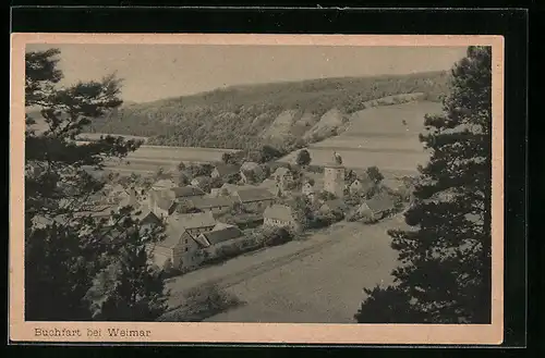 AK Buchfart bei Weimar, der Ort aus der Vogelschau