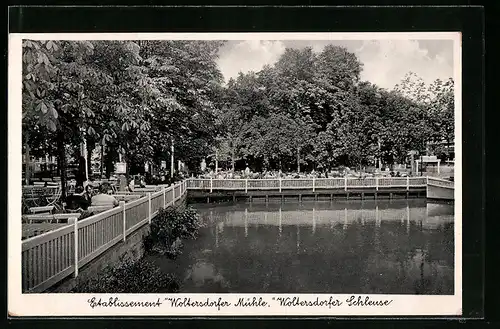 AK Erkner, Etablissement Woltersdorfer Mühle, Woltersdorfer Schleuse, Gaststätte