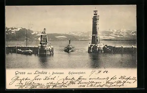 AK Lindau i. Bodensee, Blick auf die Hafeneinfahrt