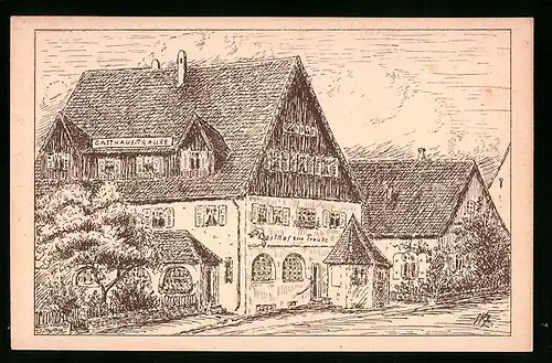 Künstler-AK Ostrach b. Hohenzollern, Gasthaus zur Traube