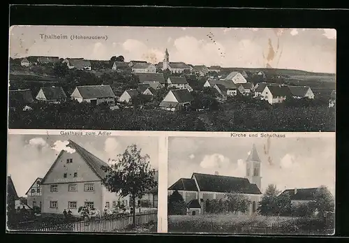 AK Thalheim /Hohenz., Ortsansicht aus der Vogelschau, Gasthaus zum Adler