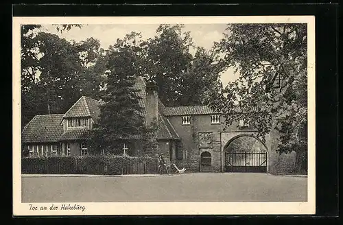 AK Zehlendorf / Kleinmachnow, Blick auf ein Tor an der Hakeburg