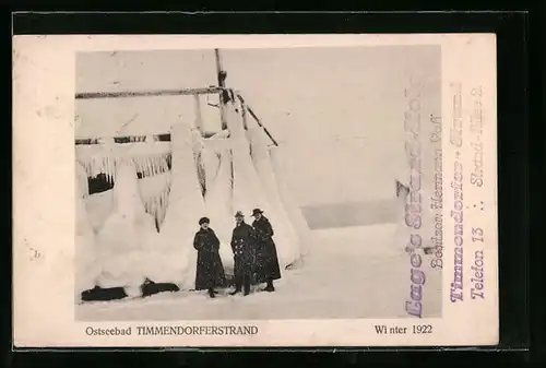 AK Timmendorferstrand, Ostseebad, Ortspartie im Winter 1922, Unwetter
