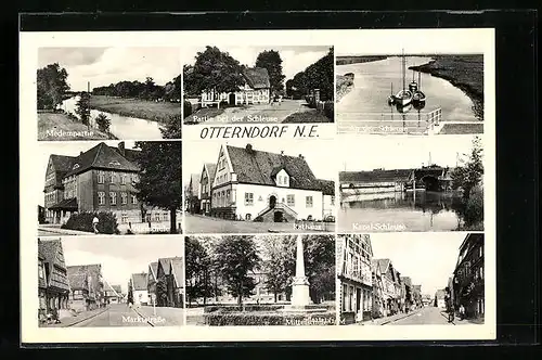 AK Otterndorf N. E., Medempartie, Schleuse, Marktstrasse