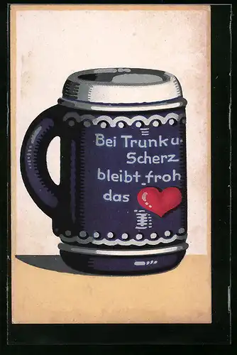 Künstler-AK Bierkrug Bei Trunk und Scherz..., Trinkerhumor