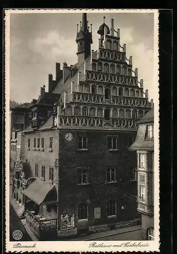 AK Pössneck / Thür., Rathaus mit Giebelseite