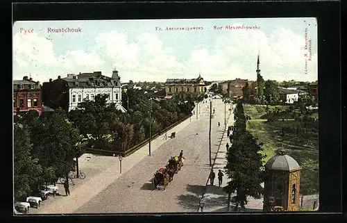 AK Roustchouk, Rue Alexandrowska, Strassenpartie