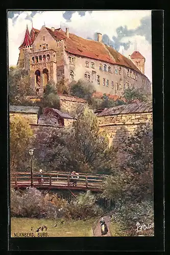 Künstler-AK Charles F. Flower: Nürnberg, Die Burg von unten gesehen