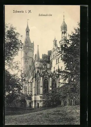 AK Schwerin i. M., Teilansicht der Schlosskirche