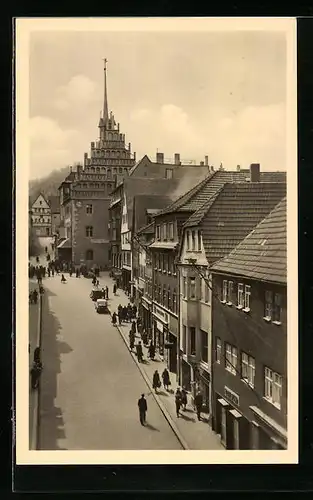 AK Pössneck /Thür., Strassenpartie der Krautgasse