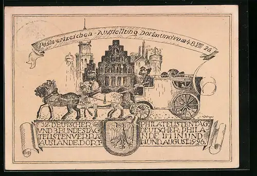 Künstler-AK Ganzsache PP81C16: Dortmund, Postwertzeichen-Ausstellung 1926