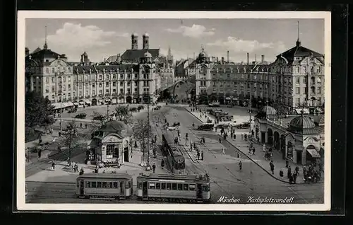 AK München, Karlsplatzrondell mit Strassenbahn