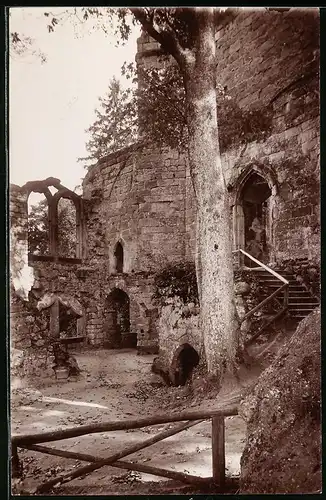 Fotografie Brück & Sohn Meissen, Ansicht Oybin, Partie im Burghof der Ruine