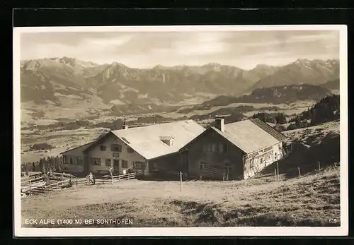 AK Sonthofen, Eck Alpe mit Bergpanorama