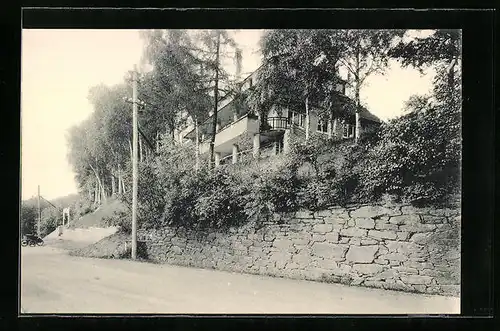 AK Zschopau, Hotel Kurhaus Finkenburg von der Strasse gesehen