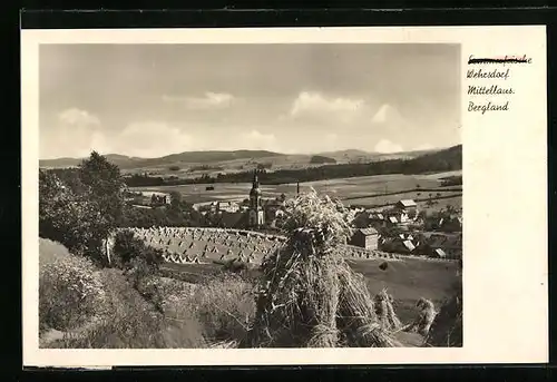 AK Wehrsdorf /Mittellaus. Bergland, Ortsansicht über Felder