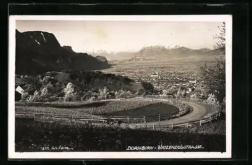 AK Dornbirn, Watzeneggstrasse mit Blick zum Ort