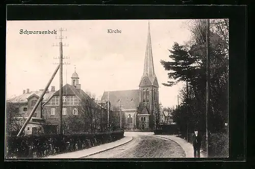 AK Schwarzenbek, Strassenpartie mit Kirche