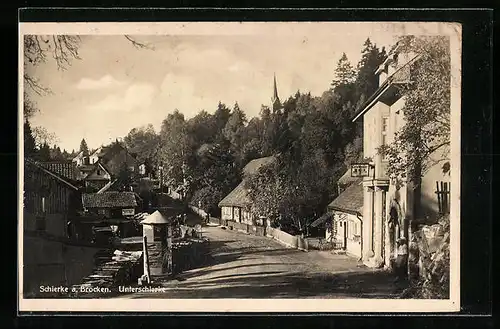 AK Schierke a. Brocken, Strassenpartie in Unterschierke