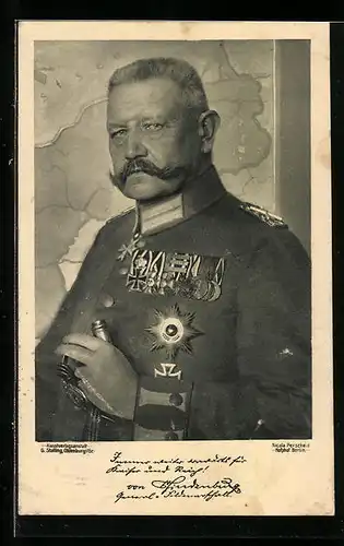 AK Paul von Hindenburg in Uniform mit Ordensspange und EK