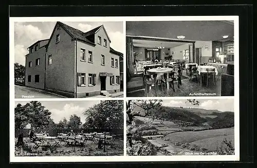 AK Charlottenberg, Gasthaus und Pension Willy Eckhardt, Blick ins Gelbachtal