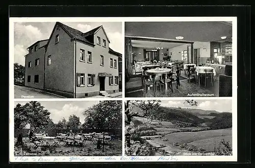 AK Charlottenberg, Gasthaus und Pension Willy Eckhardt, Blick ins Gelbachtal