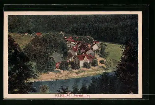 AK Treseburg im Harz, Ortsansicht im Bodetal