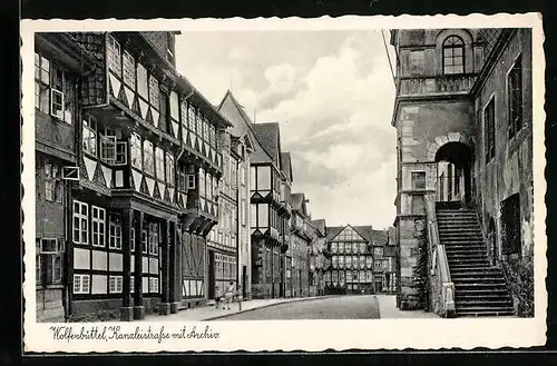 AK Wolfenbüttel, Kanzleistrasse mit Archiv