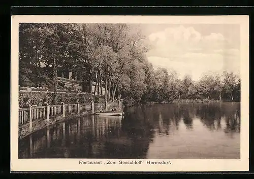 AK Hermsdorf, Restaurant Zum Seeschloss mit Ruderboot