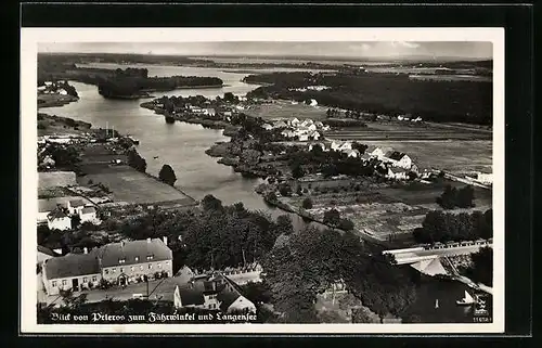 AK Prieros, Fliegeraufnahme des Ortes, Blick zum Fährwinkel und Langensee