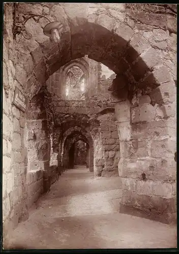 Fotografie Brück & Sohn Meissen, Ansicht Oybin, Blick in den Kreuzgang der Ruine