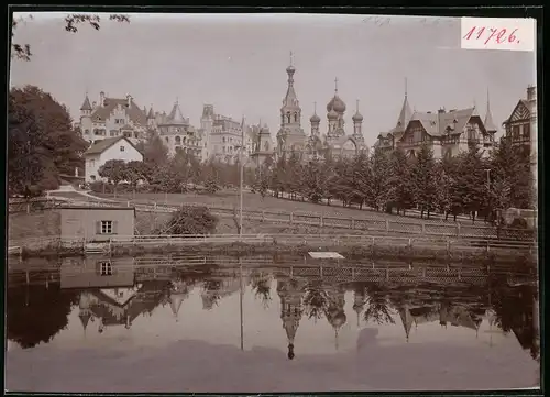 Fotografie Brück & Sohn Meissen, Ansicht Karlsbad, Blick auf den Ortsteil Westend mit Russischer Kirche