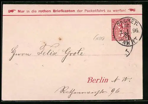 Briefumschlag Stempel Private Stadtpost Berliner Packet Fahrt AG