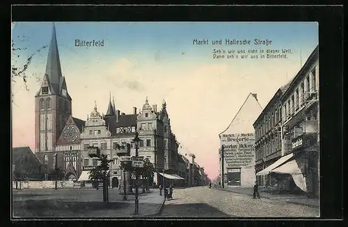 AK Bitterfeld, Markt und Hallesche Strasse