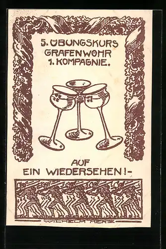 Künstler-AK Grafenwöhr, 5. Übungskurs 1. Kompagnie, Auf ein Wiedersehen!